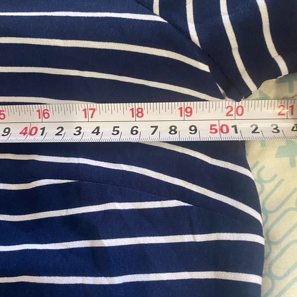 Talbots Blue and White Tie Front 3/4 Sleeve Blouse - Picture 13 of 14